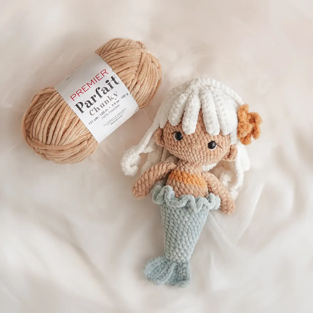 Crochet Doll Skin Color Plush Yarn Beige Premier Parfait Chunky Green Frog Crochet