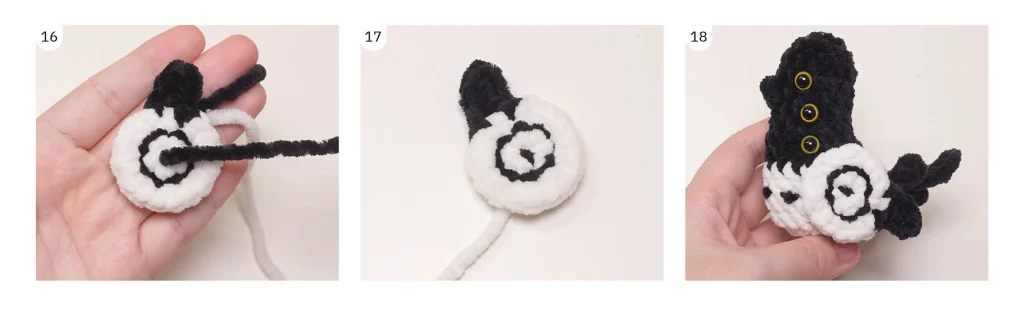 magpie bird free pattern green frog crochet 1