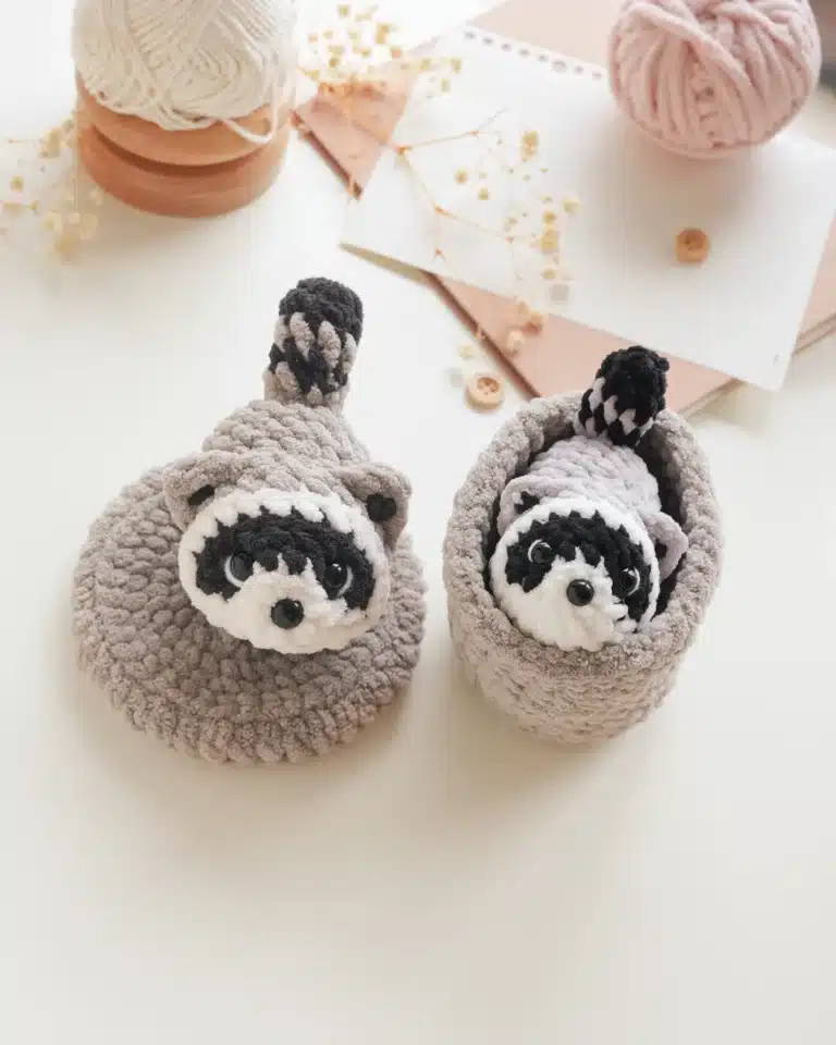 Crochet Amigurumi Pattern Jimothy Raccoon in Trash Can No sew crochet pattern